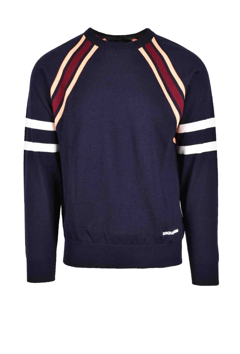 Dsquared2 Maglioncino Lana Vergine - Blue/Orange