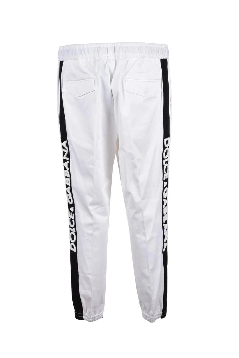 Dolce & Gabbana Pantaloni Cotone Stretch - Bianco/Nero