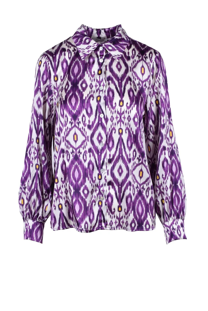 Motel Camicia Viscosa - Bianco/Viola