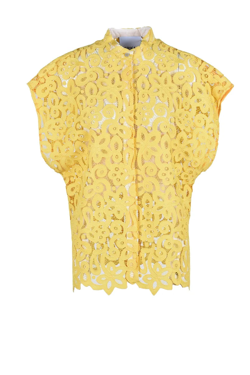 Erika Cavallini Camicia in Pizzo Coreana - Giallo