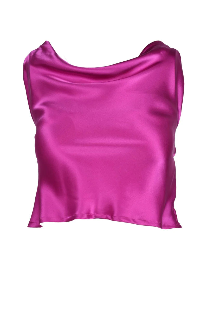 L Autre Chose Top in Seta - Fucsia