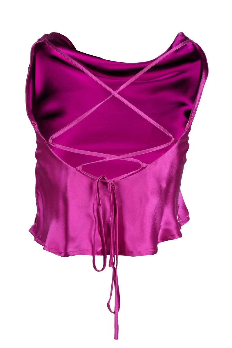 L Autre Chose Top in Seta - Fucsia