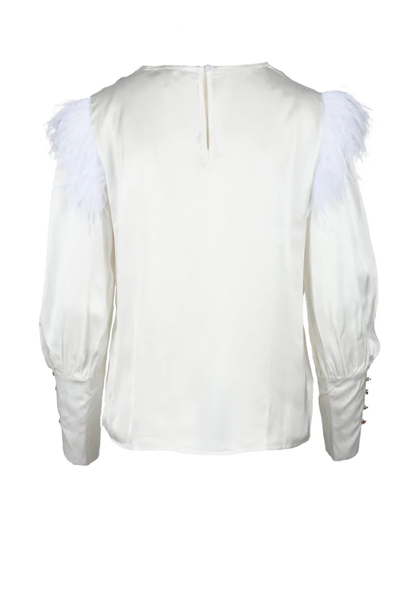 Think Blusa Viscosa Rayon - Bianco