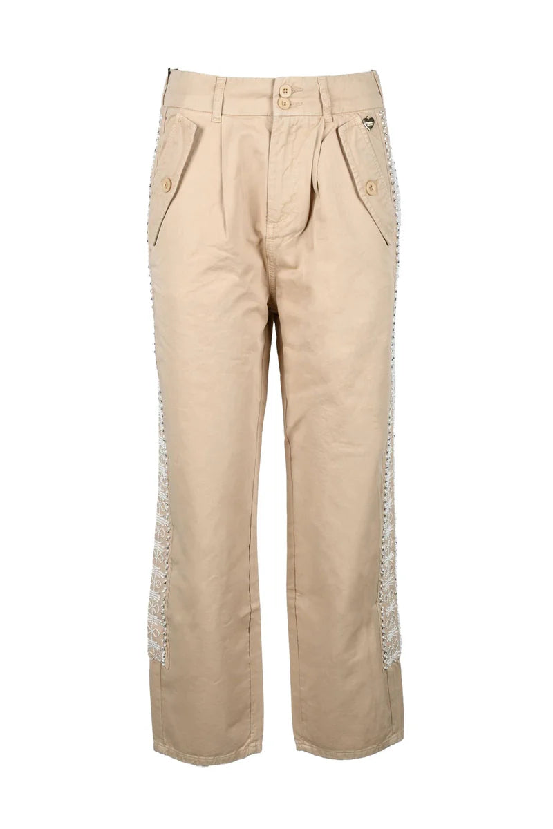 Twinset Pantaloni Cotone - Beige