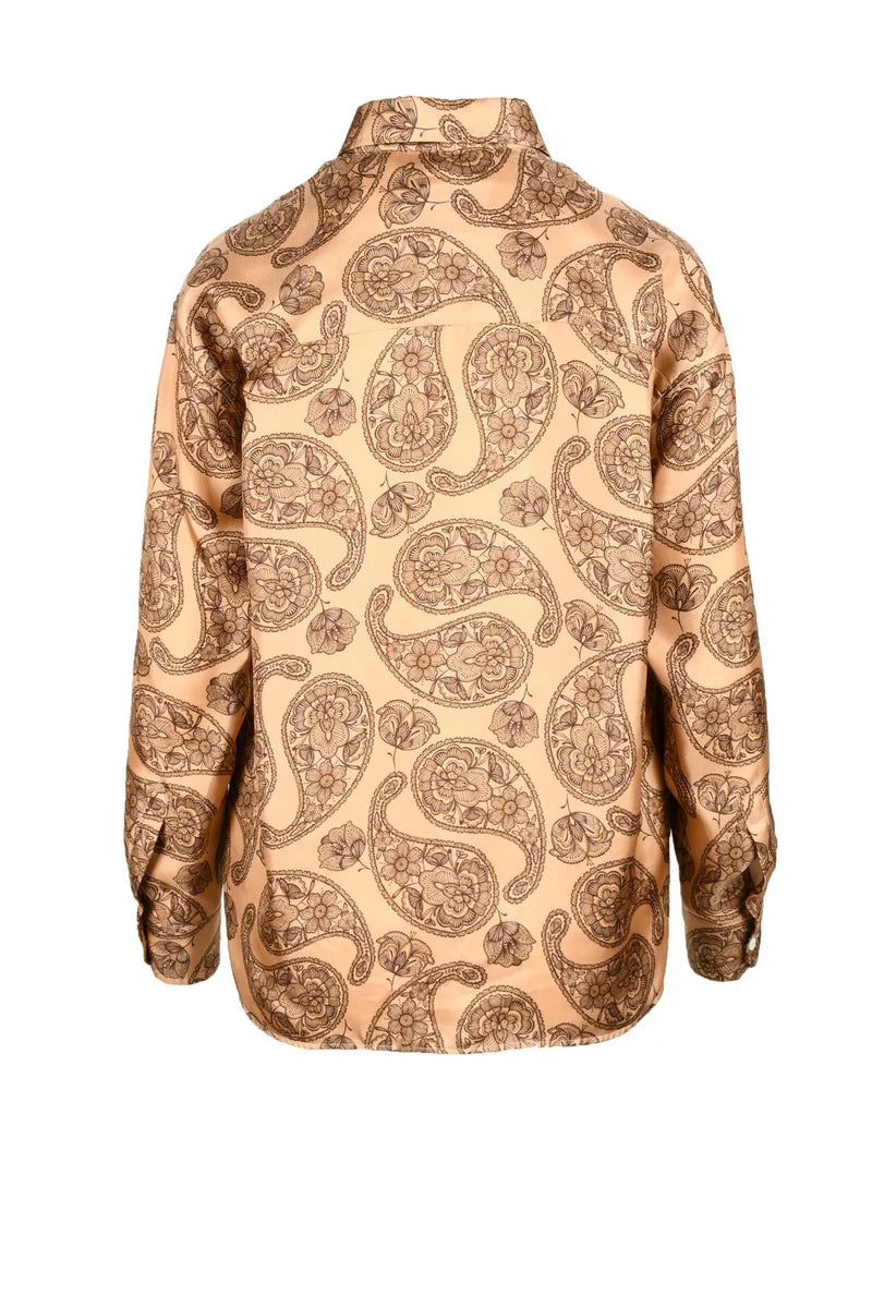 Golden Weave Pink Silk Shirt - Pink