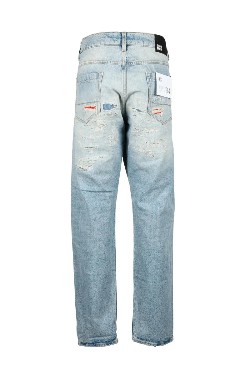 Two Men Jeans in Cotone e Canapa - Celeste