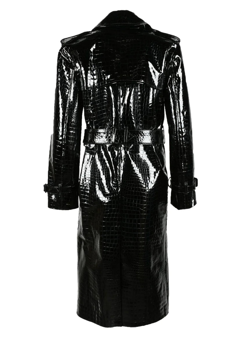 Saint Laurent Trench in Pelle Lucida - Nero