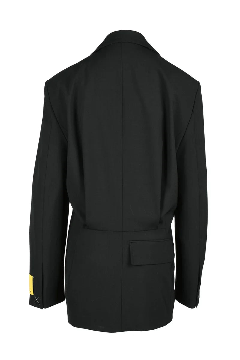 Off-White Giacca Asimmetrica Lana - Nero