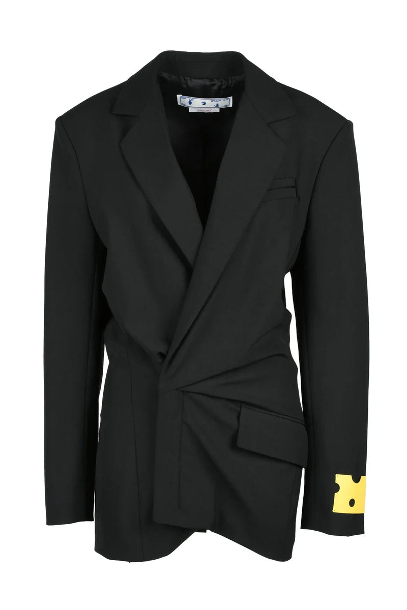 Off-White Giacca Asimmetrica Lana - Nero