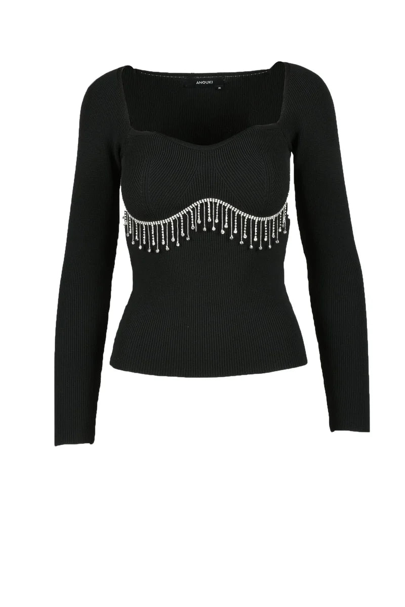 Anouki Maglia in Viscosa Stretch - Nero