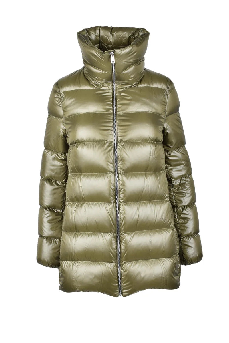 Annie Paris Piumino Verde con Piuma