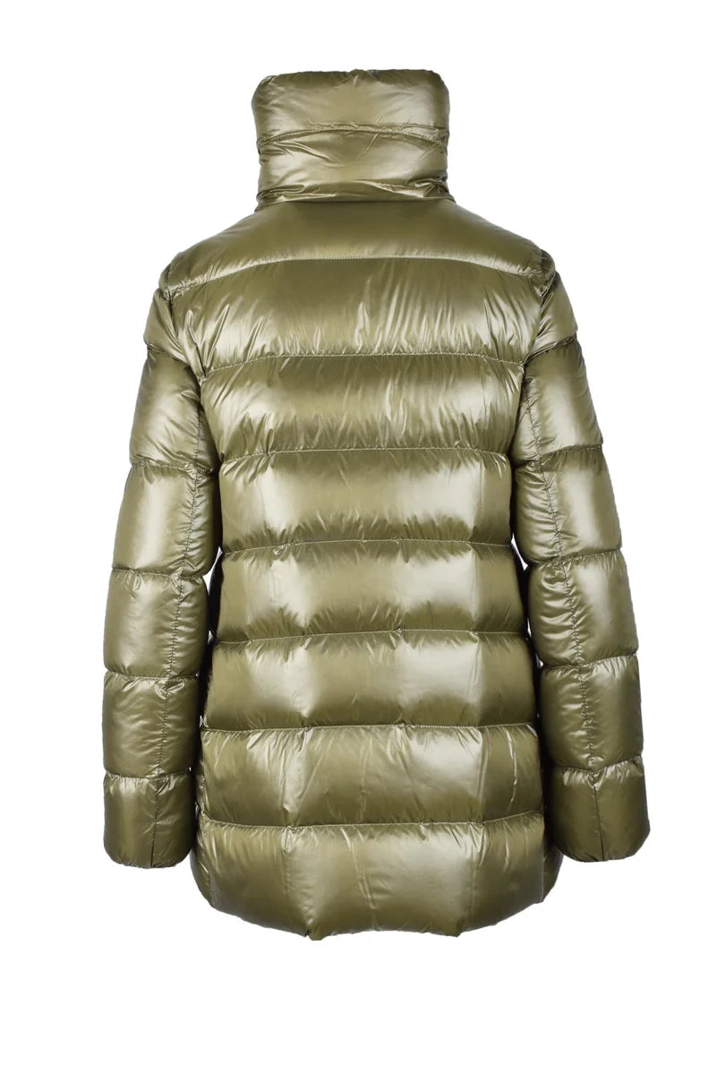 Annie Paris Piumino Verde con Piuma