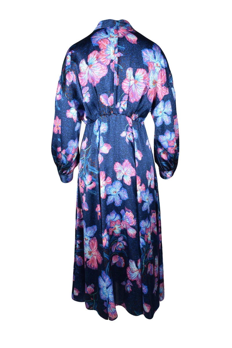 Forte_forte Abito Lungo Seta - Blu/Rosa