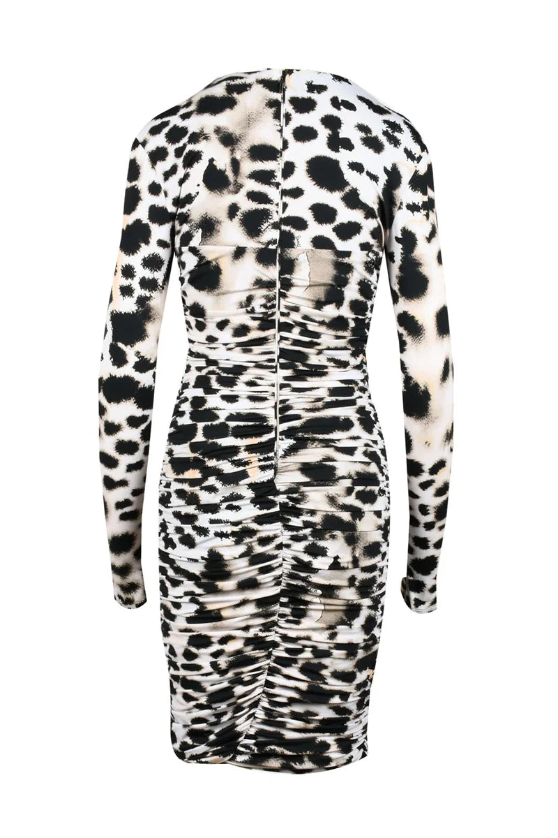 Roberto Cavalli Abito Arricciato - Beige/Nero