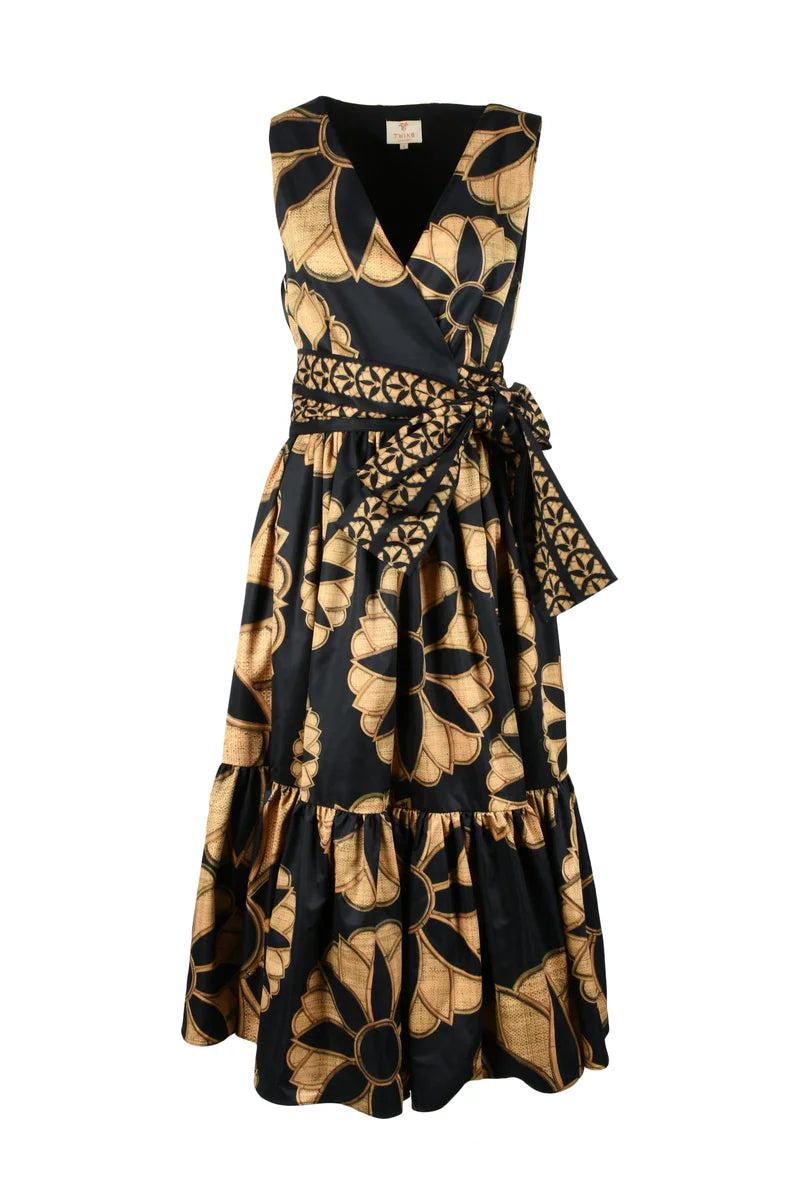Twins Fantasy Abito Lungo a Portafoglio - Black/Brown