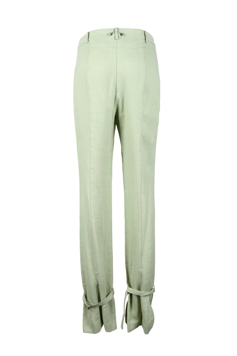 Patrizia Pepe Pantaloni Viscosa Lino Stretch - Verde