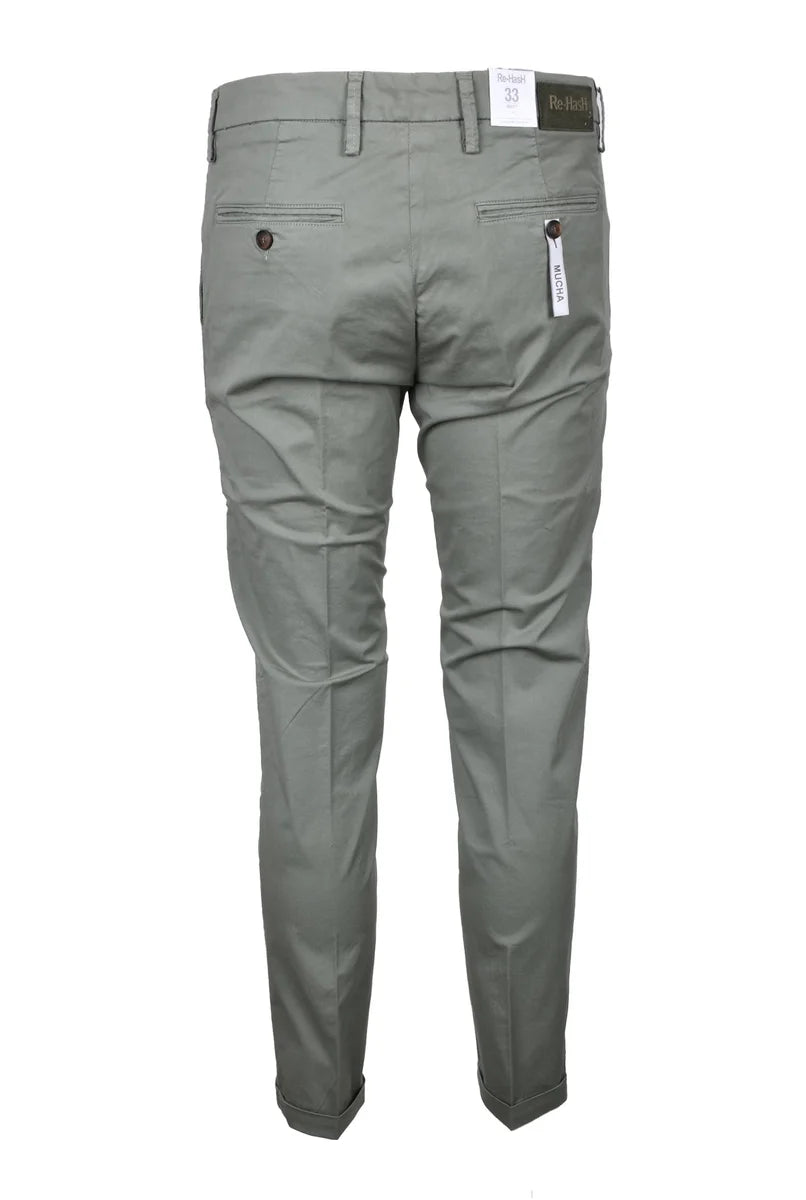 Re-hash Pantaloni Cotone Stretch - Verde Salvia