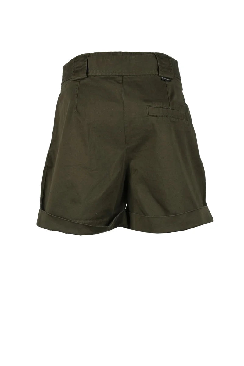 Woolrich Bermuda Vita Alta in Cotone Stretch - Forest Green