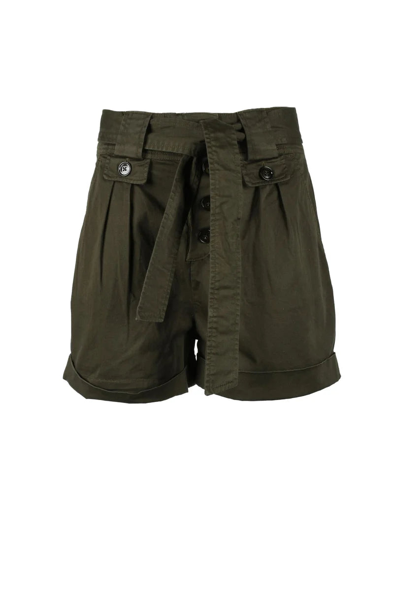 Woolrich Bermuda Vita Alta in Cotone Stretch - Forest Green