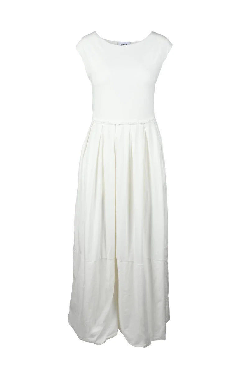 Alpha Studio Abito Lungo Cotone ed Elastan - Bianco