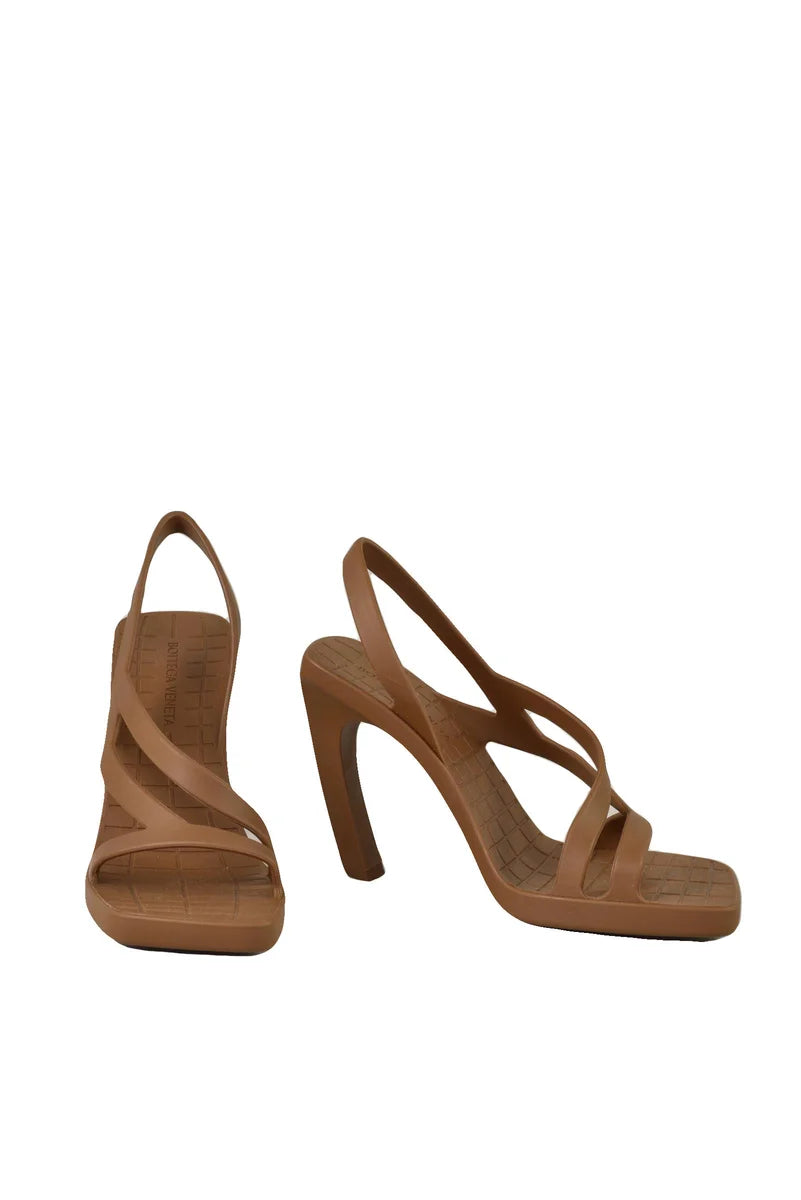 Bottega Veneta Sandalo Gomma Tacco Banana - Marrone