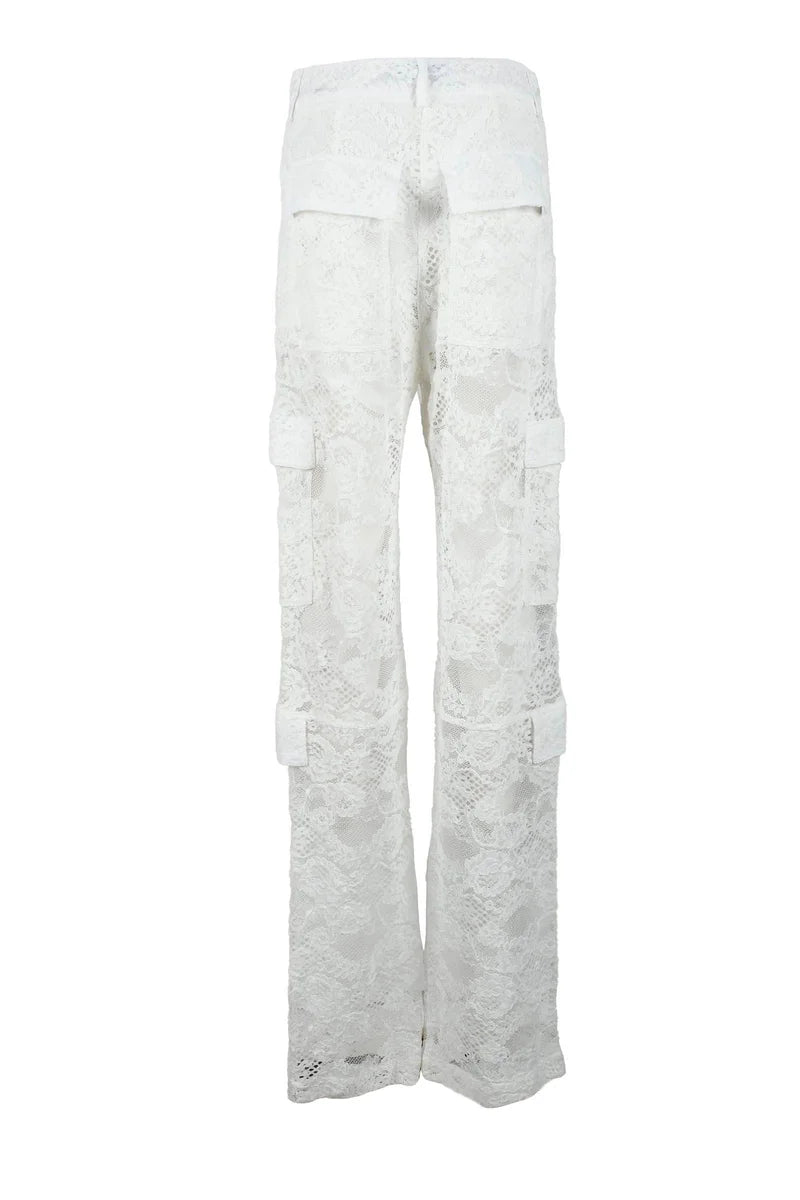 MSGM Pantaloni Cotone Poliammide - Bianco