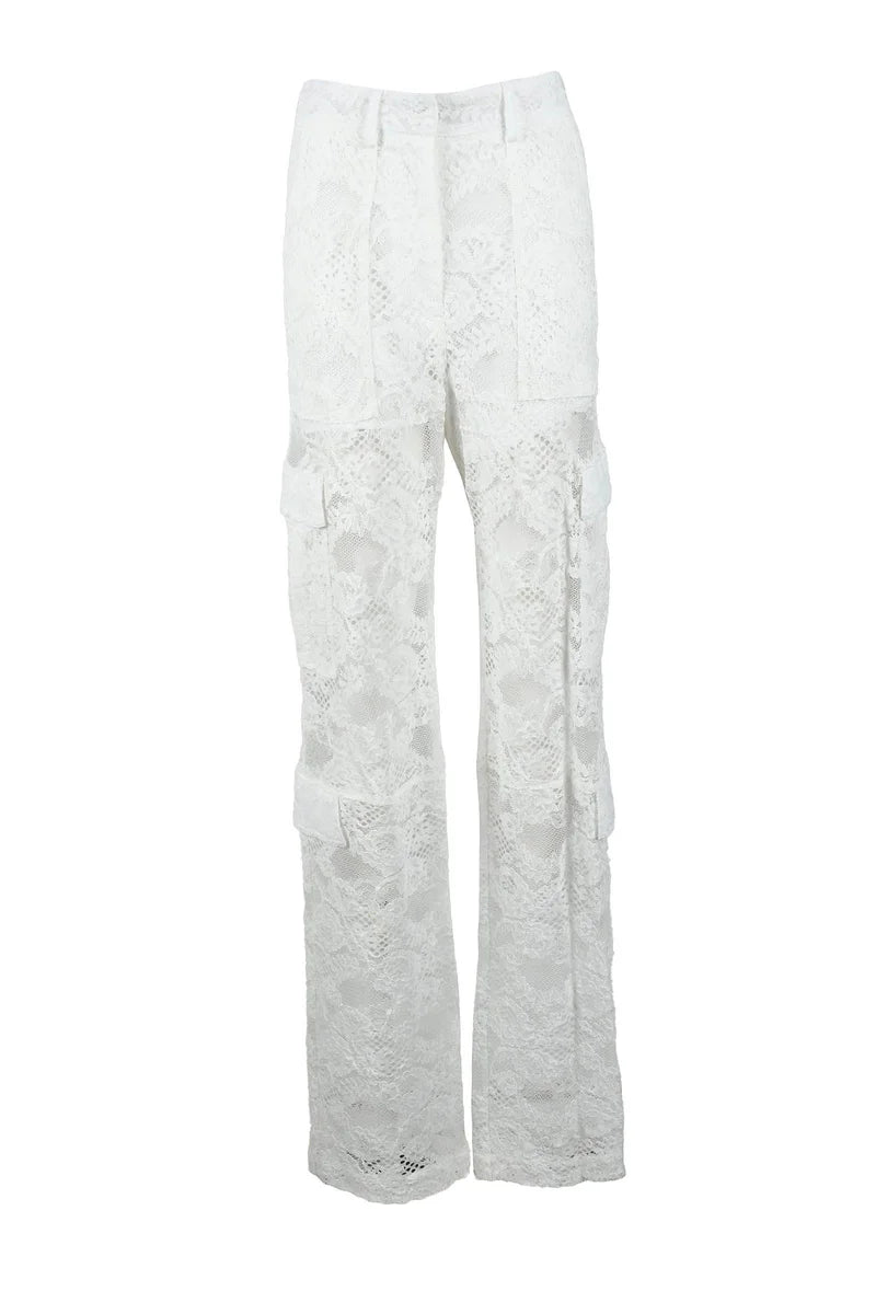 MSGM Pantaloni Cotone Poliammide - Bianco