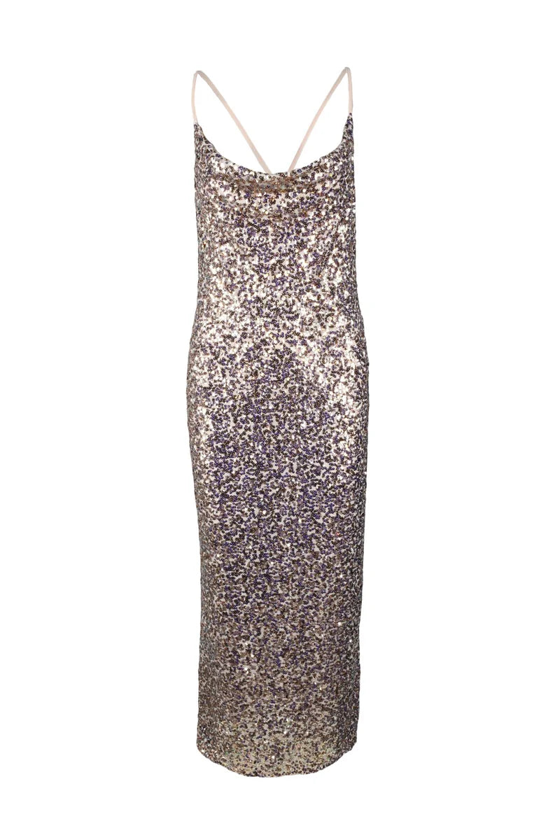 Anna Molinari Abito Lungo Paillettes - Rosa