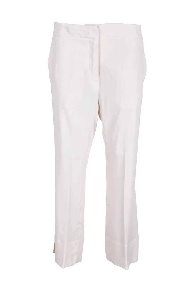 Semicouture Pantalone Seta Acetato Bianco