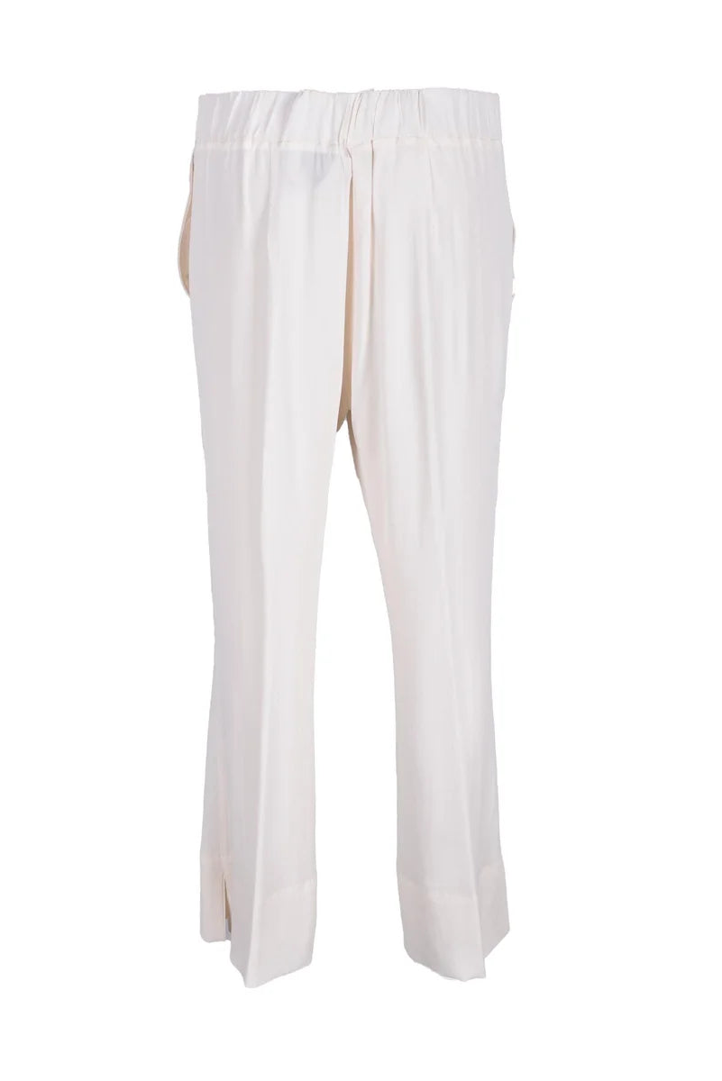 Semicouture Pantalone Seta Acetato Bianco