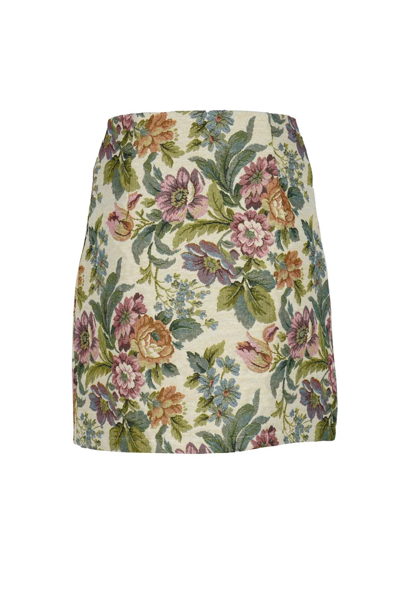 Motel Mini Skirt - Beige/Green