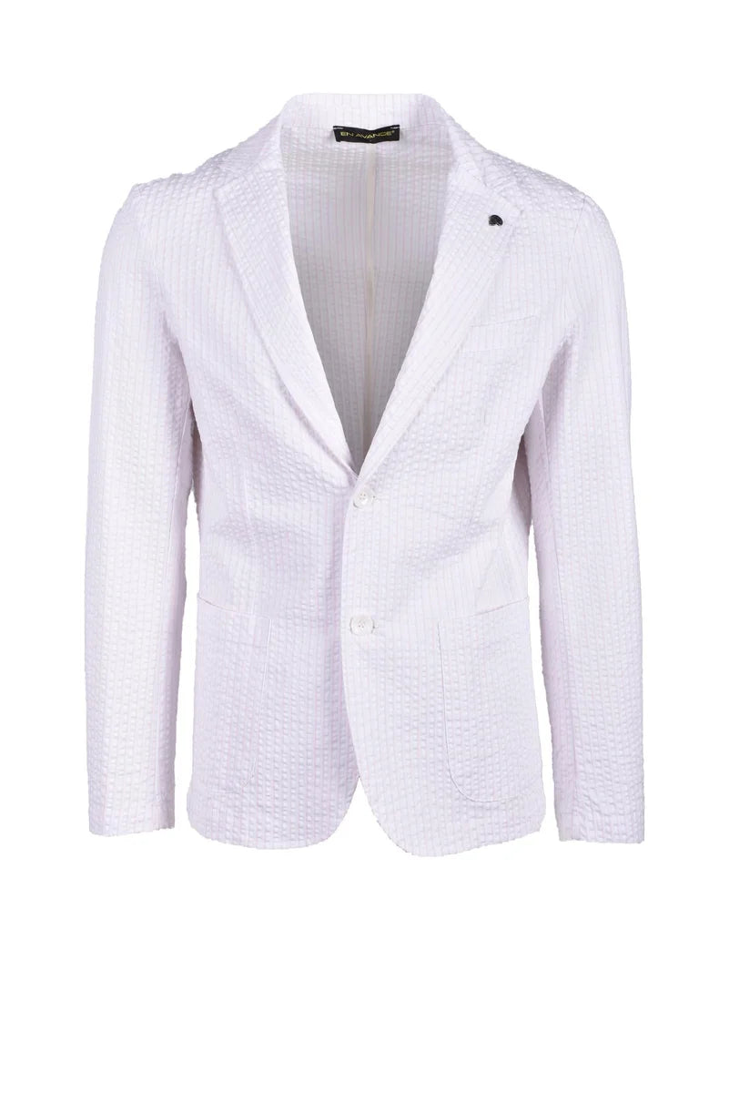 En Avance Giacca Cotone Elastan - Bianco/Rosa