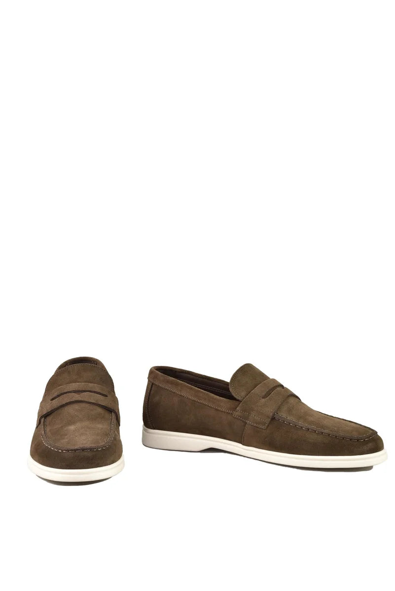 A.testoni Mocassino Uomo Suede - Marrone
