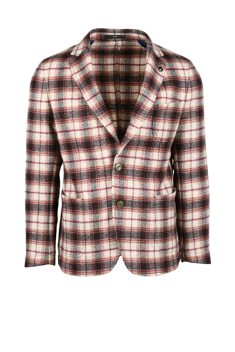 G H Giacca Lana Vergine - Beige/Bordeaux