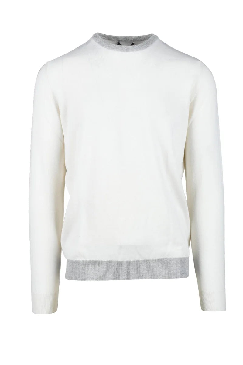 Fama Maglione Misto Lana Seta Cashmere - Bianco
