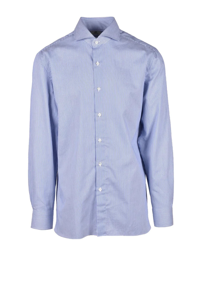 Luigi Borrelli Napoli Camicia Cotone - Bianco/Blu