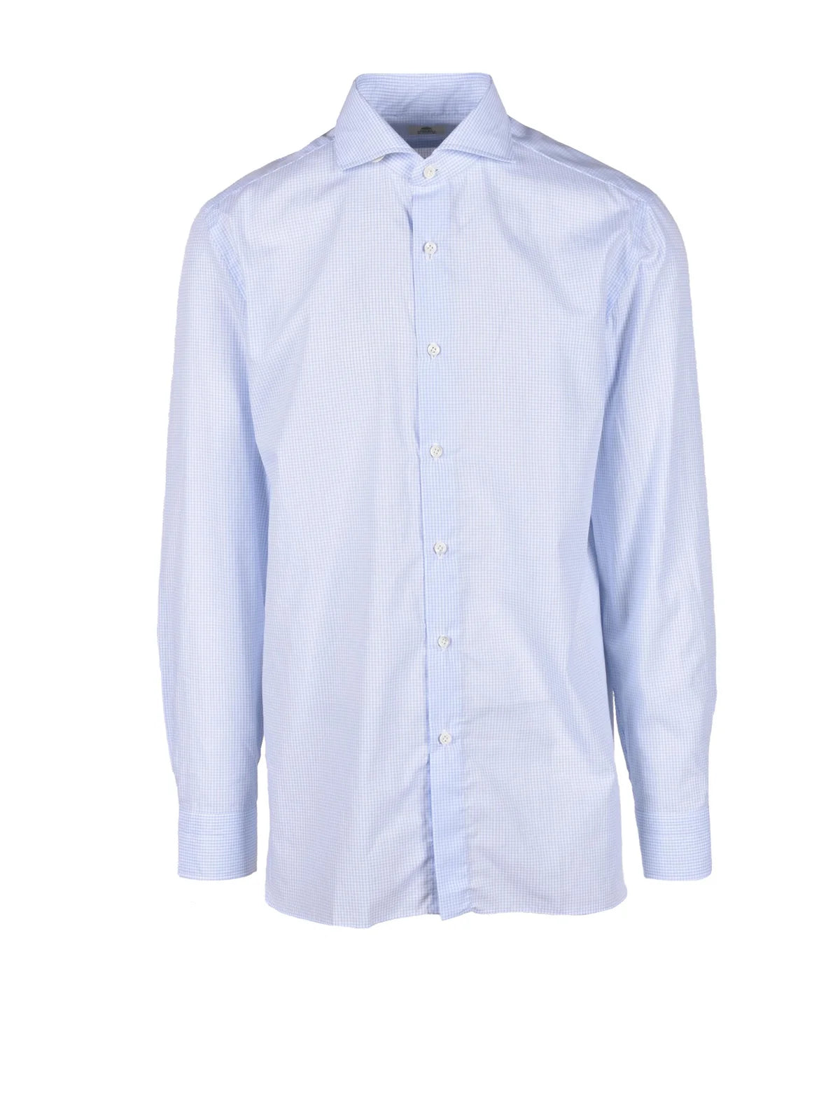 Luigi Borrelli Napoli Camicia Cotone Bianco/Celeste