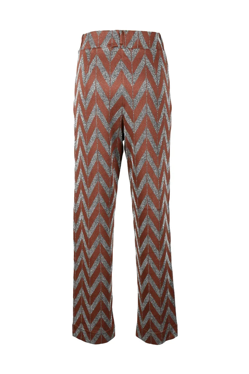 Metallic Fabric Light Trousers - Brown/Silver