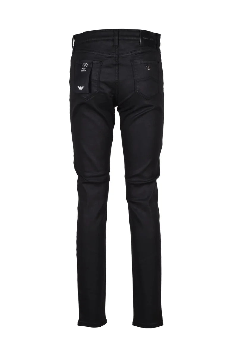 Emporio Armani Coated Skinny Trousers - Black