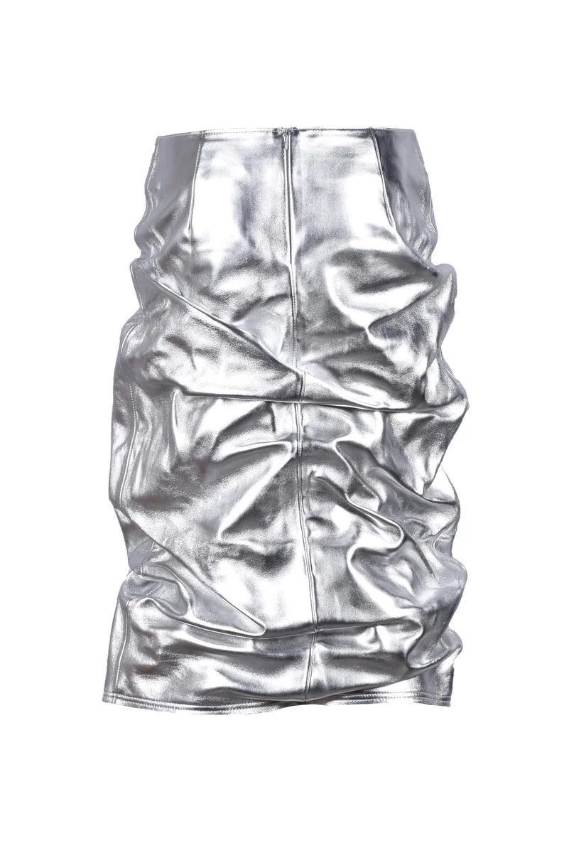 We11done Gonna Longuette Pelle - Argento