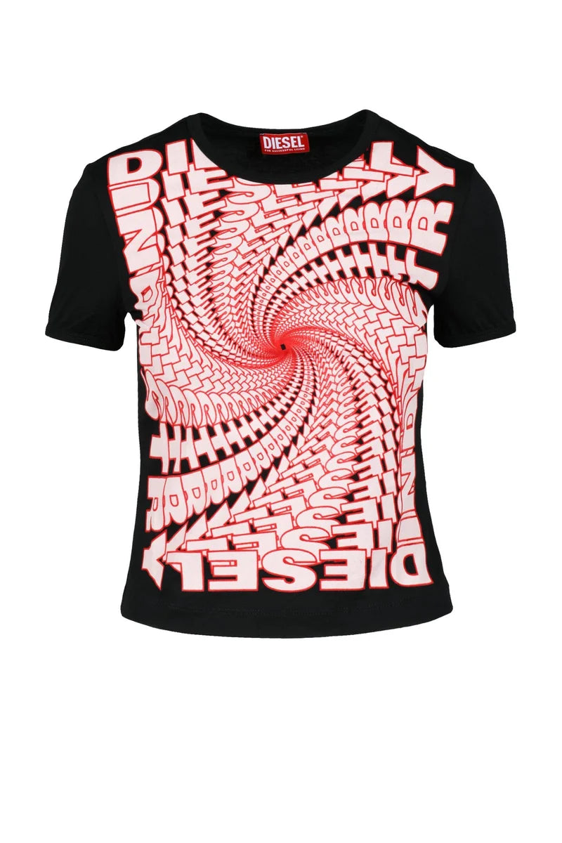 Diesel T-shirt Girocollo - Nero/Rosso