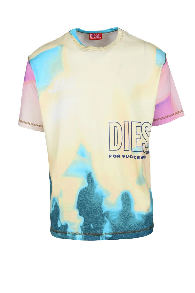 Diesel T-shirt Girocollo - Giallo/Azzurro