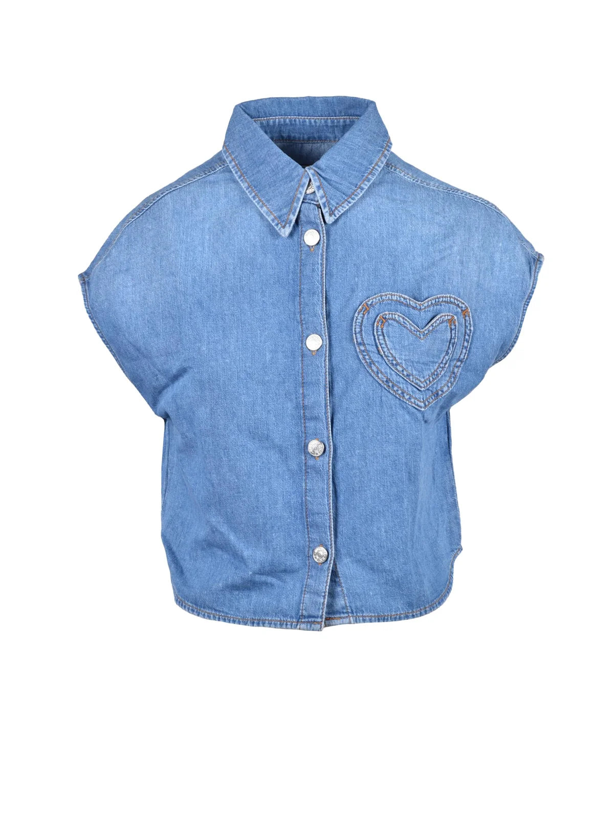 Moschino Jeans Camicia Smanicata Corta - Blu