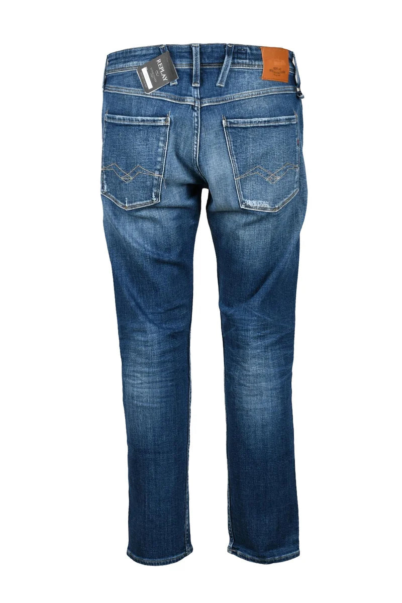 Replay Jeans Uomo Misto Cotone Stretch - Blu