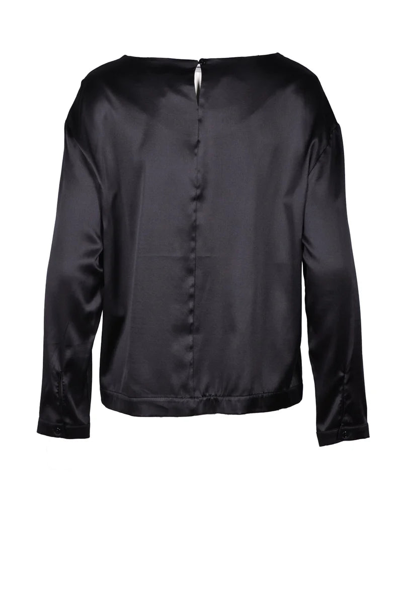 Wild Cashmere Blusa Seta Stretch - Nero