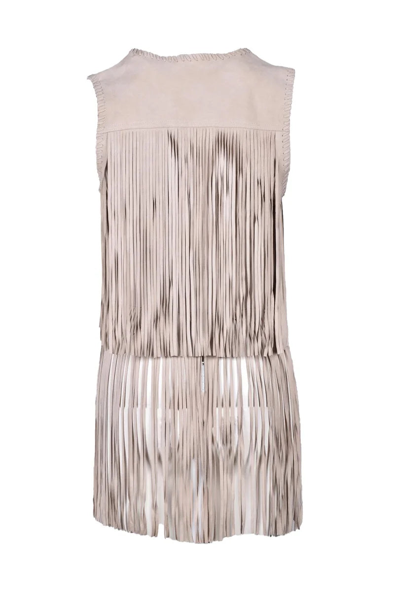 Wild Cashmere Leather Gilet - Beige