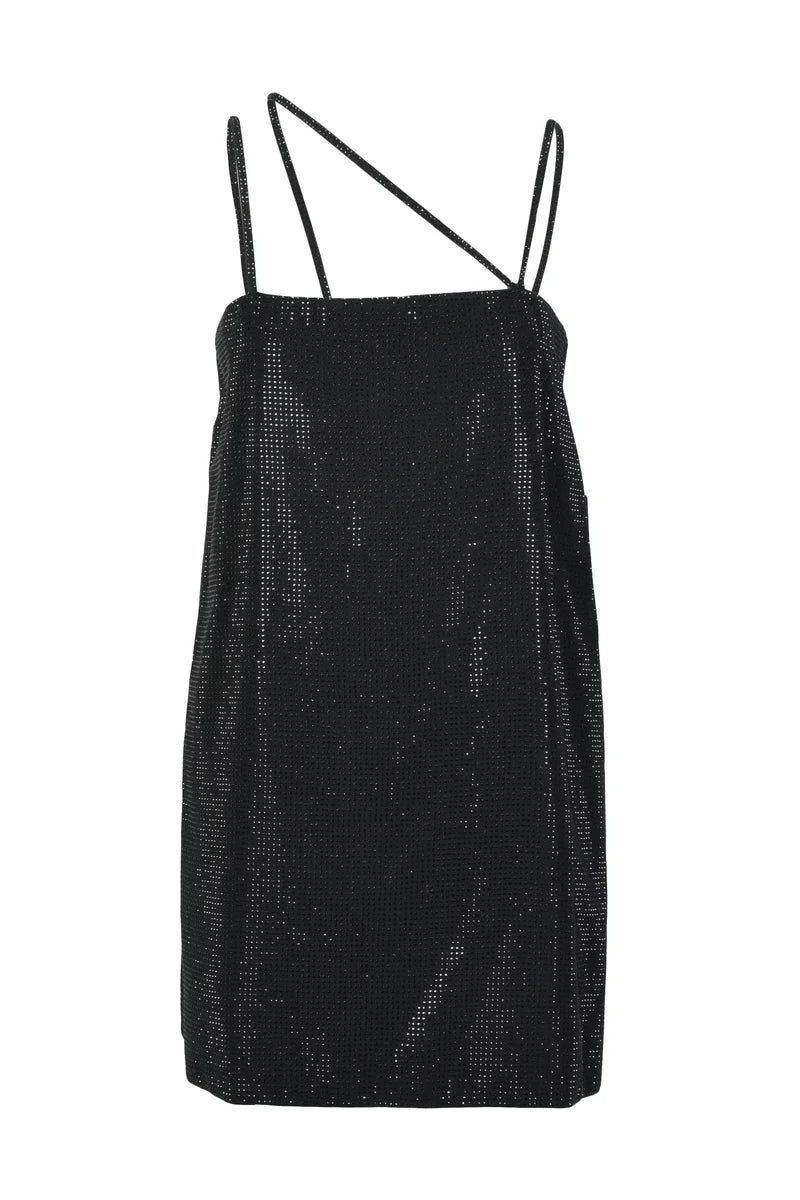 Dondup Abito Corto Strass Spacco - Nero