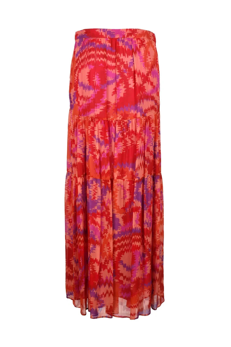 Dondup Gonna Lunga Chiffon - Orange/Red