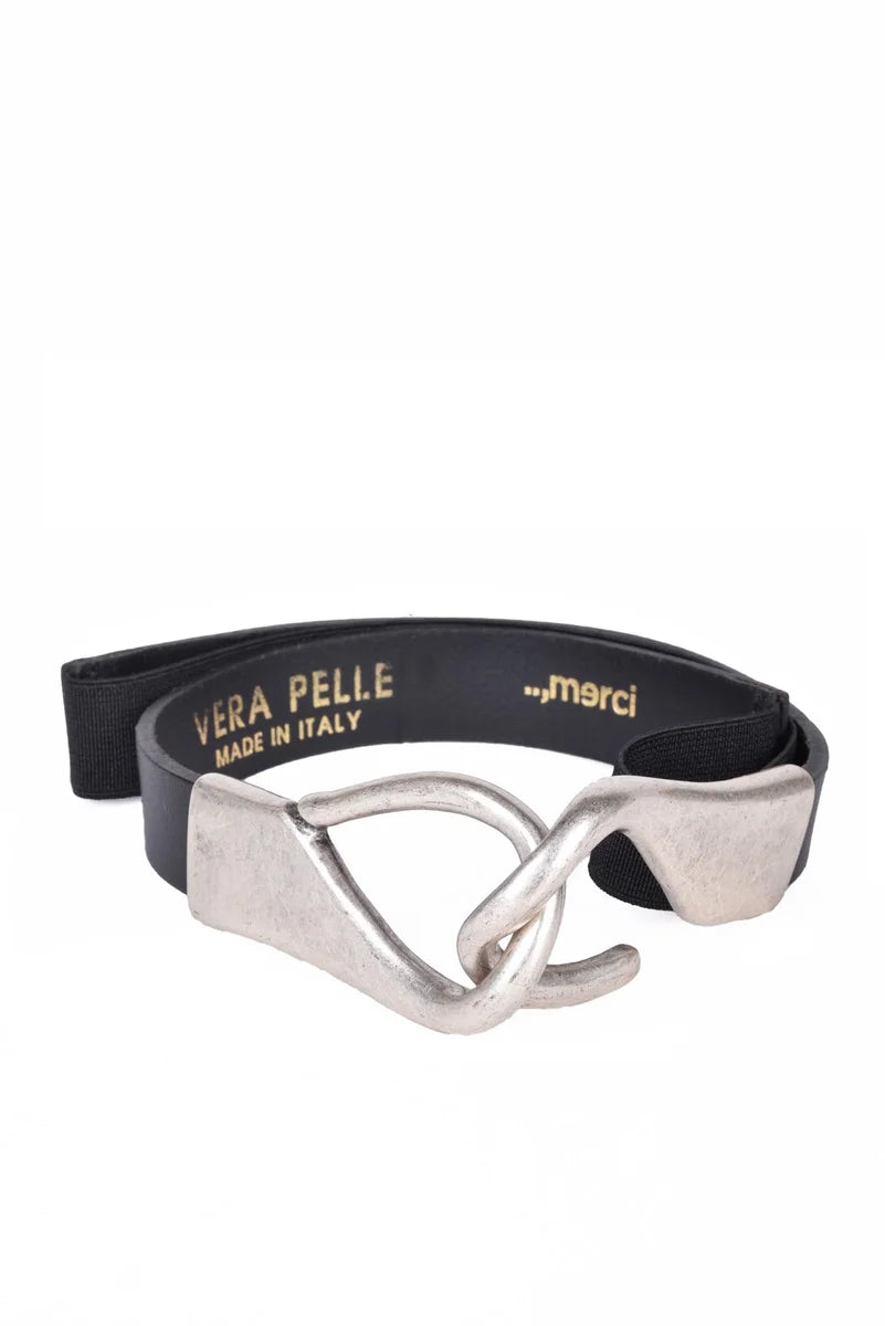 ...,thanks Elastic Leather Belt - Black