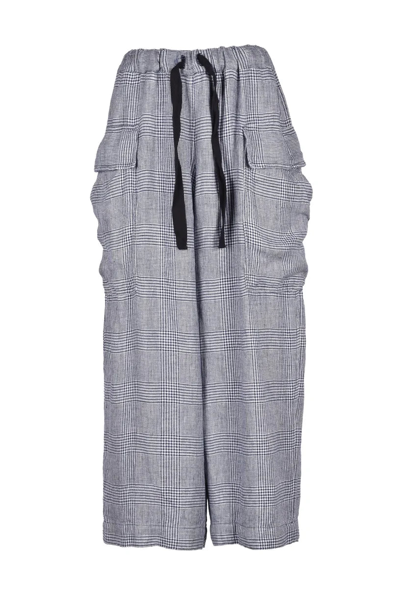 Ricorrrobe Pantalone Cargo Larga Gamba - Blu/Bianco